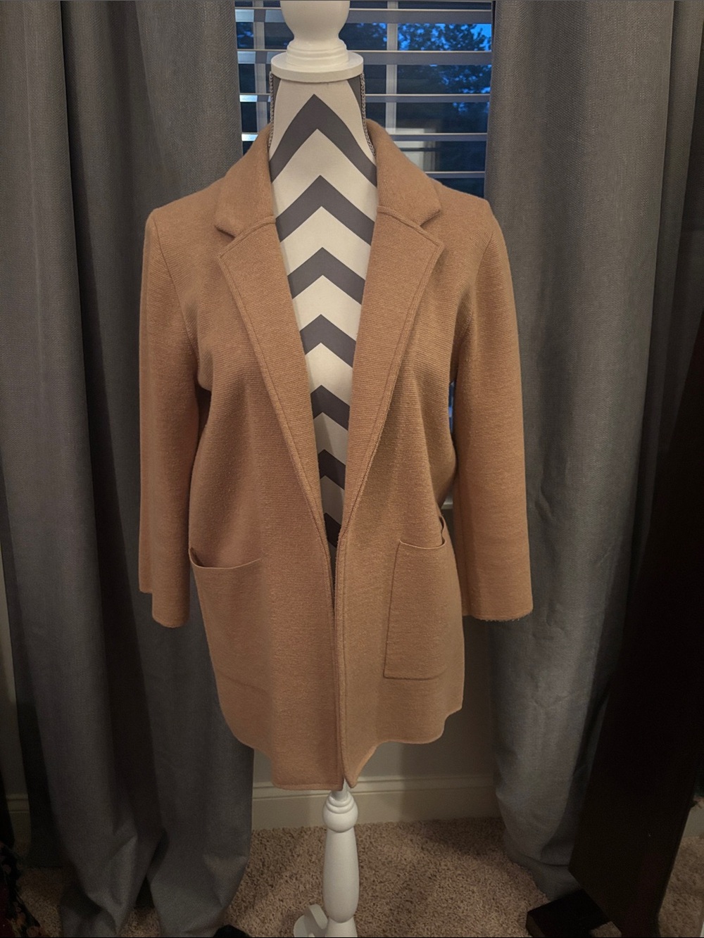 J. Crew Camel Open-Front Trench Coat with Patch Pockets